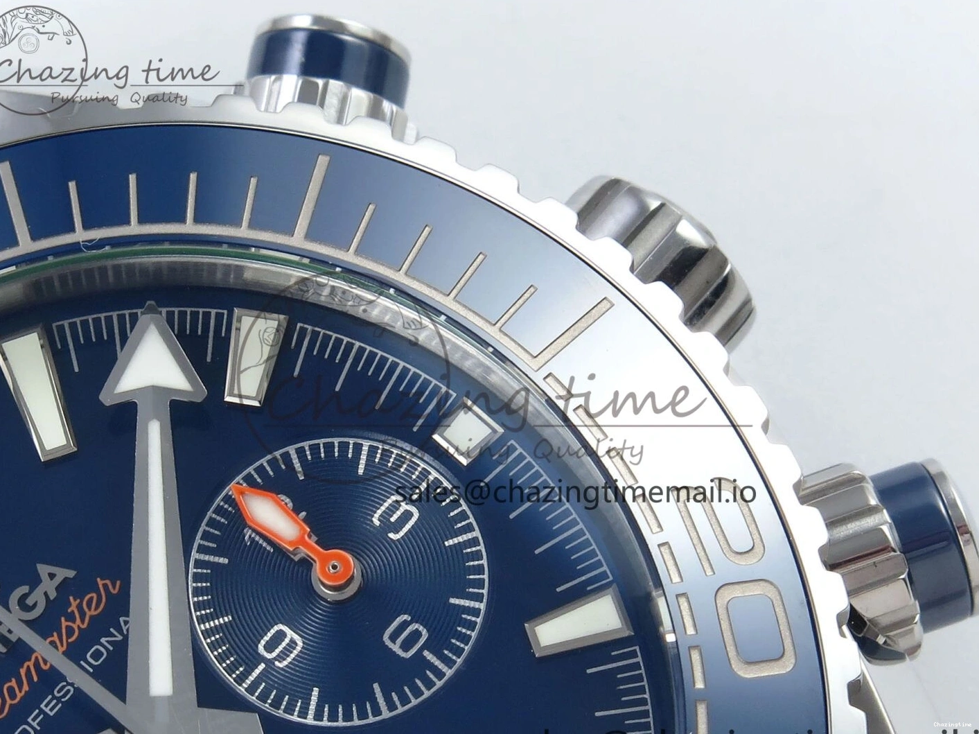 0319 Planet Ocean Master Chronometer 600M 45.5mm SS SCF 1:1 Best Edition Blue Bezel Blue Dial on SS Bracelet A9900 Super Clone Lightweight 7676